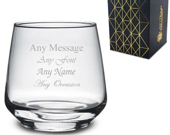 Personalised Engraved 345ml Tallo Whiskey Glass, Gift Boxed, Perfect for any Occasion