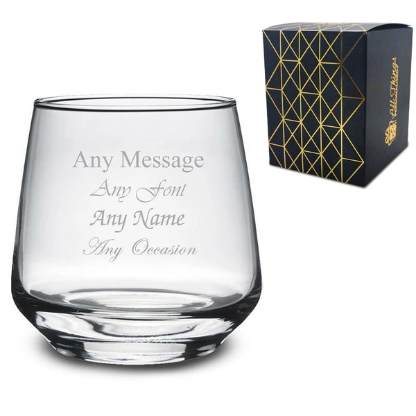 Personalised Engraved 345ml Tallo Whiskey Glass, Gift Boxed, Perfect for any Occasion
