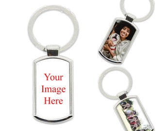 Personalised Printed Oblong Keyring with Gift Box, Personalise with any Image of your Choice for Any Occasion