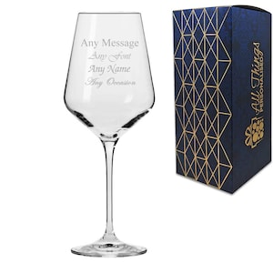 Personalised Engraved 390ml Infinity Red Wine Glass Gift Box Wedding Birthday Christmas