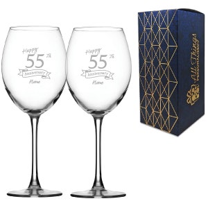 Engraved 55th Anniversary Enoteca Red Wine Set of Two 19oz