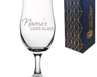 Engraved 'Name's Cider Glass'  Stemmed Pint Glass - 20oz