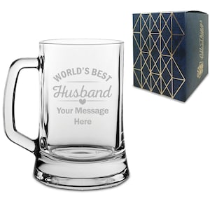 Engraved Tankard Beer Mug with World&#39;s Best Husband Design