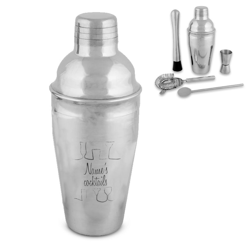 Personalised Engraved Cocktail Shaker Set with Cocktail Etsy