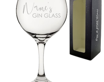 Personalised Engraved Name's Gin Glass with Gift Box, Personalise with Any Name