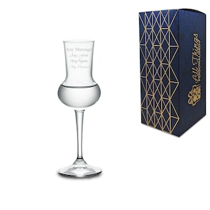 Personalised Engraved 80ml Grappa Liqueur Glass, Gift Boxed, Perfect for any occasion