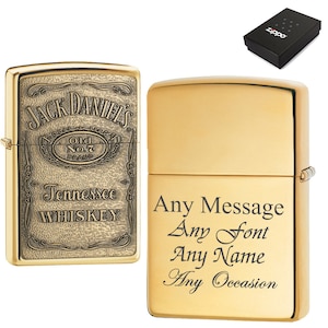 Jack Daniels Zippo personnalisé en laiton gravé, briquet Zippo officiel, parfait pour toutes les occasions