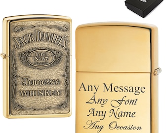 Personalised Engraved Brass Jack Daniels Zippo, Official Zippo lighter, Perfect for Any Occasion