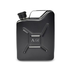 Personalised Engraved Black Jerry Can Hip Flask with Initials, Personalise with Any Initials for Anyone