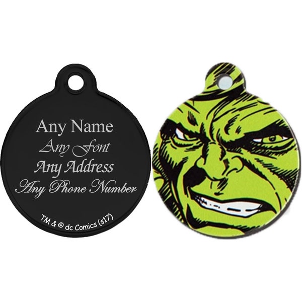 Médaille gravée personnalisée pour animal de compagnie de super-héros, mesure jusqu'à 25 mm, Hulk, parfaite pour tout animal de compagnie