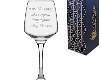 Personalised Engraved Tallo Wine Glass With Gift Box - Any Message Engraved!!