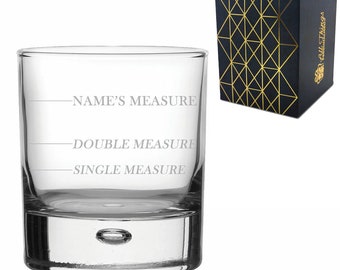 Personalised Engraved Name's Measurement Whisky Glass with Gift Box, Personalise with Any Name