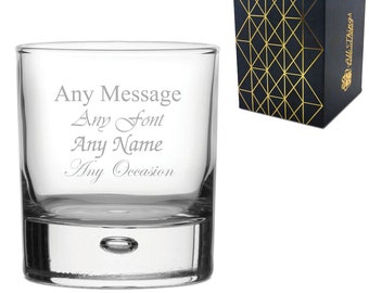 Personalised Engraved Bubble Whiskey Tumbler Glass Birthday Wedding Gift Usher