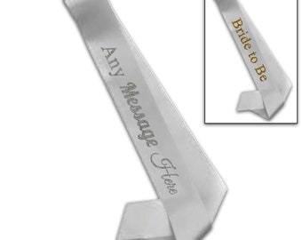Personalised 2" Silver Sash, Personalise with Any Text Colour for Any Occasion