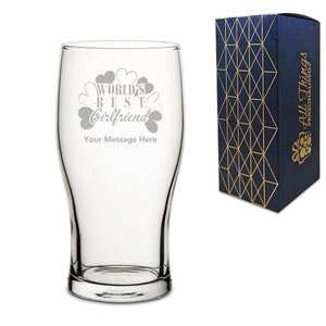 Engraved Pint Glass with World&#39;s Best Girlfriend Design