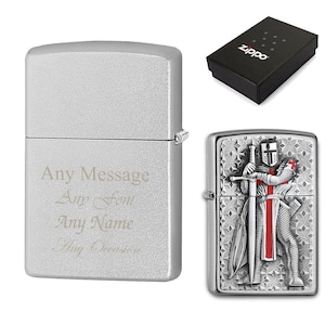 Gegraveerd Templer-embleem, officiële Zippo winddichte aansteker