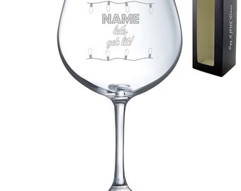 Bicchiere da cocktail natalizio personalizzato con incisione "Nome, accendiamo!", regalo di Natale, in confezione regalo