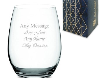 Personalised Engraved 21oz Pure Stemless Gin Tumbler with Gift Box, Personalise with Any Message