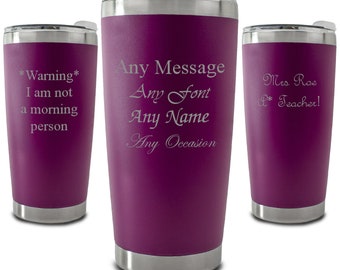 Personalised Engraved 500ml Dark Purple Travel Cup, Personalise with Any Message