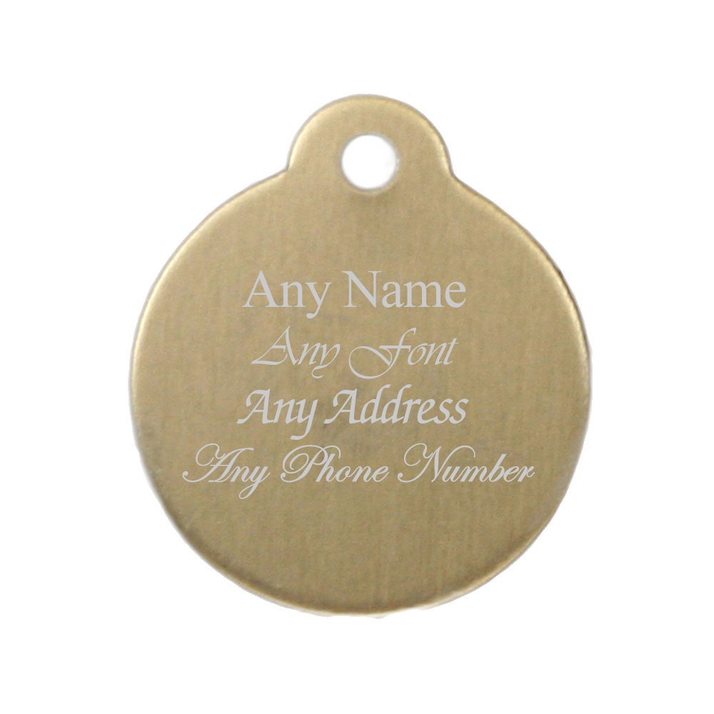 Personalised Engraved Round Pet Tag Measures to 27mm Gold Etsy
