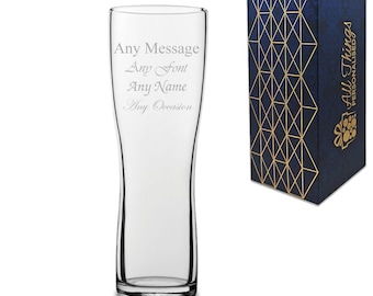 Personalised Engraved Aspen Pint Glass Wedding Birthday Bridesmaid - Any Message Engraved