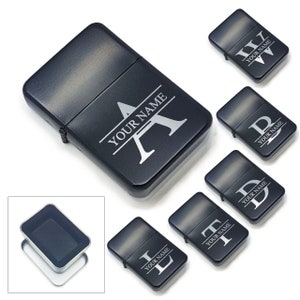 Personalised painted Black lighter with choice of Initial and Name