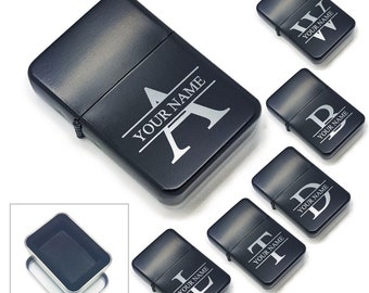Personalised painted Black lighter with choice of Initial and Name