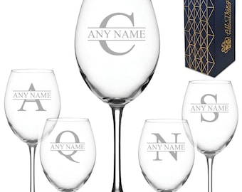 Personalised Engraved Novelty 19oz Enoteca Wine glass, Initial and Name