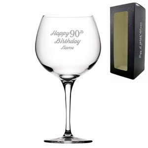 &quot;Gravierter Primeur Ballon &quot;&quot;Happy 90th Birthday&quot;&quot; Geburtstags-modernes Design-Geschenk verpackt.&quot;