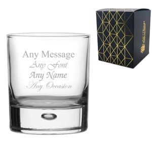 Personalised Engraved 330ml Bubble Base Whisky Tumbler Gift Box Wedding Birthday Christmas