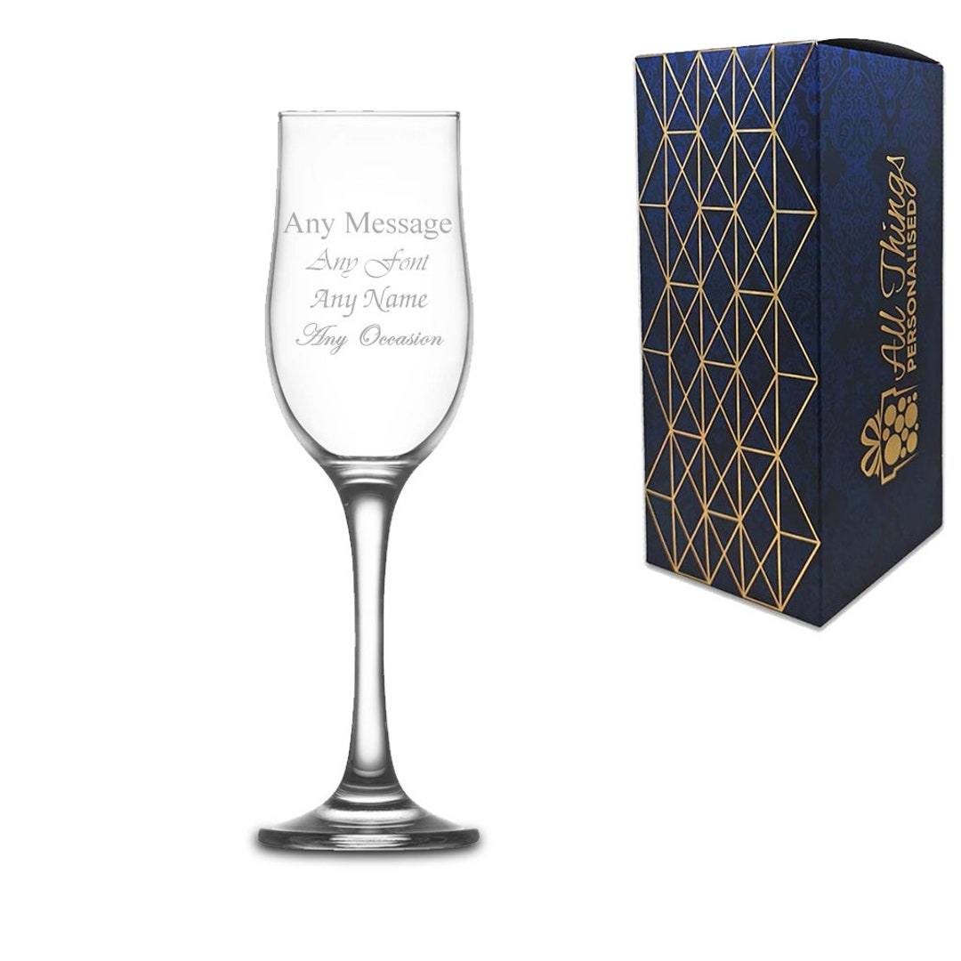 Personalisierte gravierte 195 ml Champagnertulpe, Geschenkbox, perfekt für jeden Prosecco-Liebhaber
