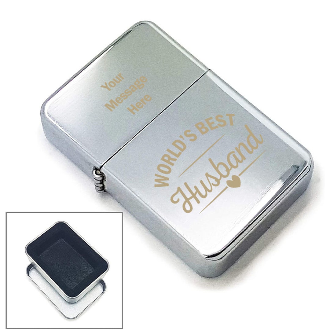 Engraved Silver Lighter With World's Best Husband Design Etsy