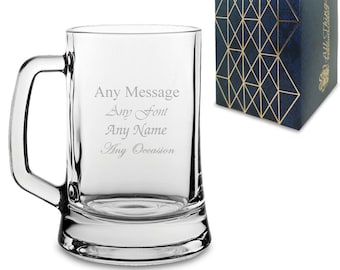 Personalised Engraved Tankard Beer Glass - Perfect Gift Present