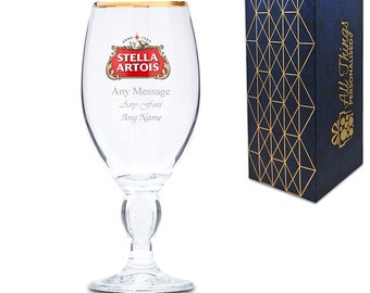 Personalisierte gravierte Stella Pint Glas 20 Unzen Hochzeit Bier Geburtstag - jede Nachricht graviert