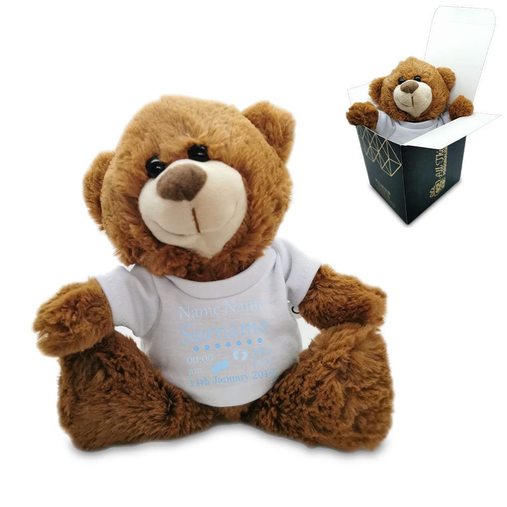 Personalised Soft Dark Brown Teddy Bear Toy With T-shirt With - Etsy