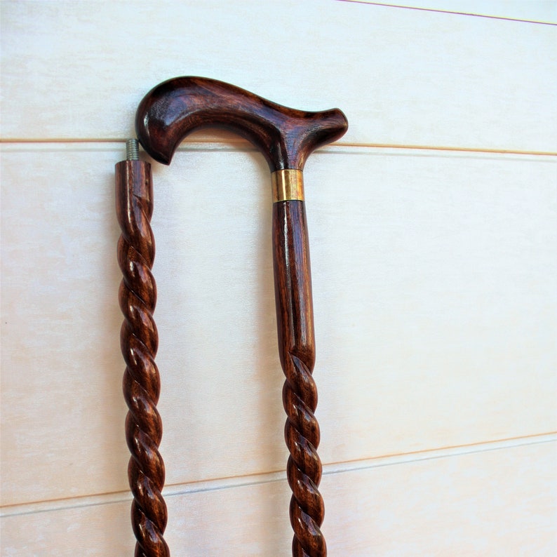 Wooden Handcrafted & Hand Painted Walking Stick Cane Foldable image 1