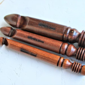Handcrafted Sheesham Wood/Rosewood  Crochet Hooks (15mm, 20mm, 25mm)