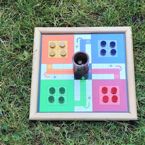 Classic Handmade Wooden 2 in 1 Ludo Magnetic Snakes and Ladders Travel Board Game for Kids and Adults Fun Game