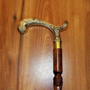Indian Rosewood Handcrafted Walking Stick Cane Foldable with Brass Handle