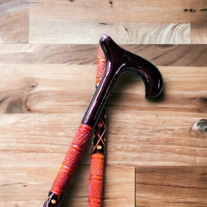 Wooden Handcrafted & Hand Painted Walking Stick Cane Foldable