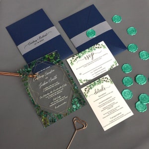 Custom Acrylic Wedding Invitation, Acrylic Invites,Acrylic Invitation, Transparent Invitation, Eucalyptus  Design Invitation, White Invites