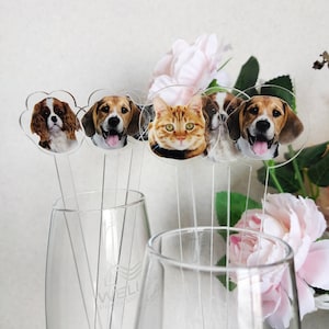 Custom Photo Cocktail Stirrer, Pet Stir Stick, Dog Stir Stick for Wedding, Dog Drink Stirrer, Acrylic Cocktail Stirrers, Pet Drink Stirrer