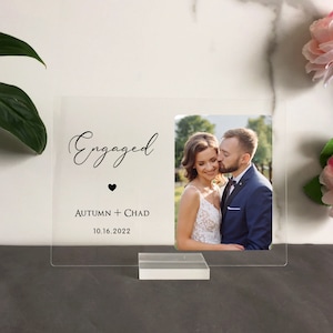 Plaque acrylique personnalisée, plaque de mariage, cadeaux de fiançailles pour couple, cadeaux nouvellement fiancés pour couple, cadre de fiançailles - AP003