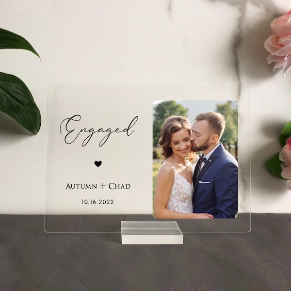 Custom Acrylic Plaque,  Wedding Plaque, Engagement Gifts for Couple, Newly Engaged Gifts for Couple, Engagement Frame- AP003