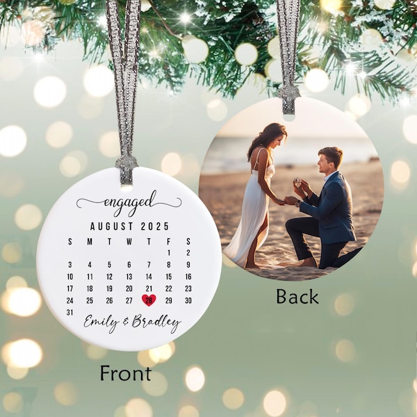 Engagement ornament-Engaged ornament personalized-engagement ornament with photo-engaged christmas ornament-engagement ornament personalized