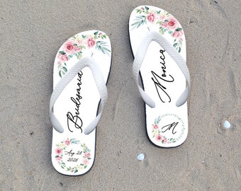 Bridesmaid flip flops, custom flip flop, personalized flip flops, bridesmaid flip flop, wedding flip flops FF-BW-001