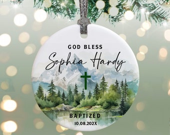 Baptism ornament, double sided baptism ornaments, customizable baptism ornament, personalized god bless ornament OR24-013