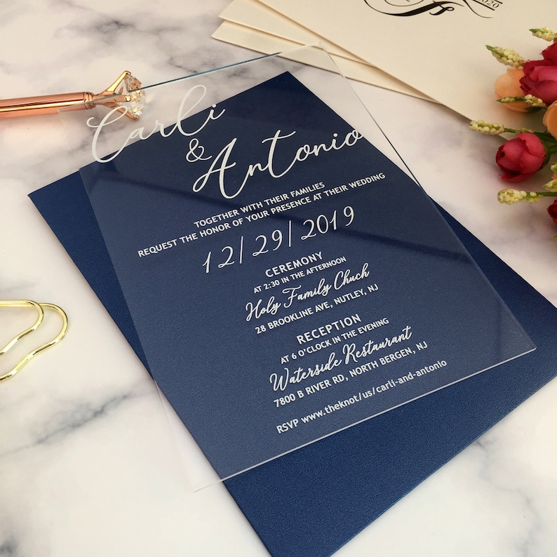 Custom Acrylic Wedding Invitation Acrylic Invites Minimalist Etsy