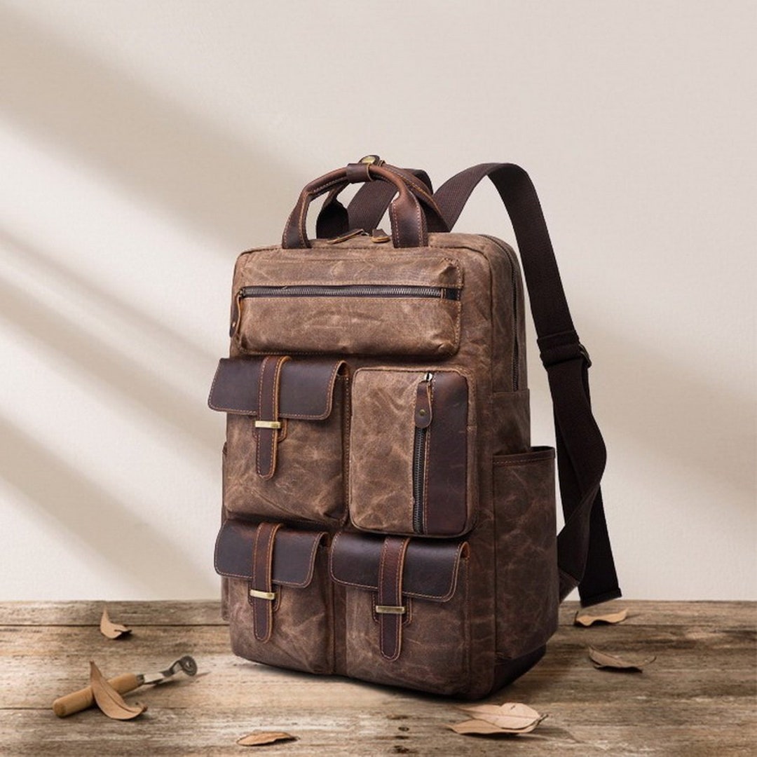 Luxury Leather Mens Backpack,leather Laptop Rucksack,leather Laptop ...