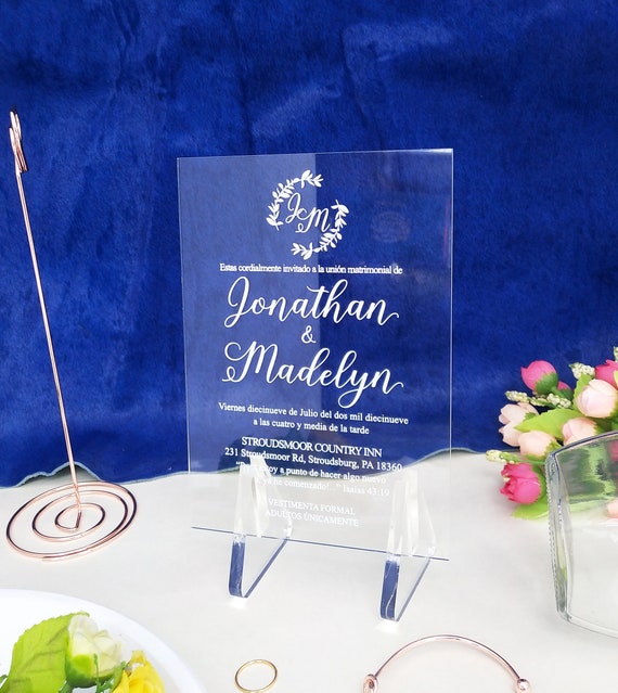 Acrylic Wedding Invitation Wedding Invitation Gold Wedding Etsy